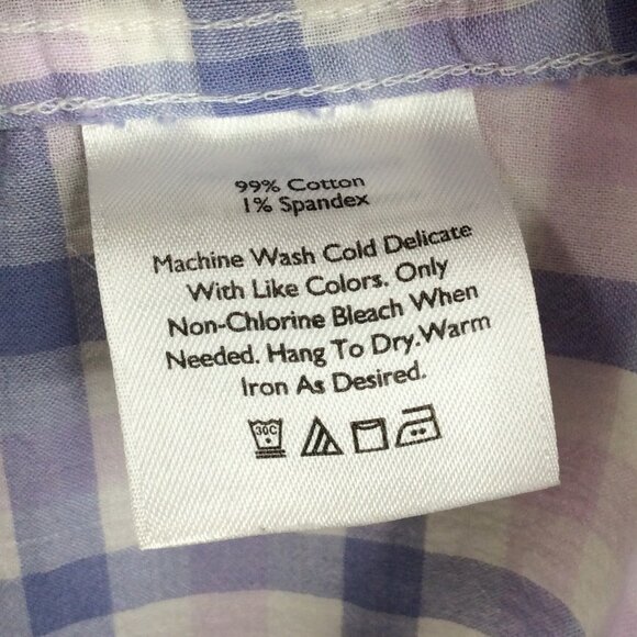 Eddie Bauer Top Womens Size 2XL Classic Fit Pink Purple Plaid Lightweight Cotton - Picture 6 of 6